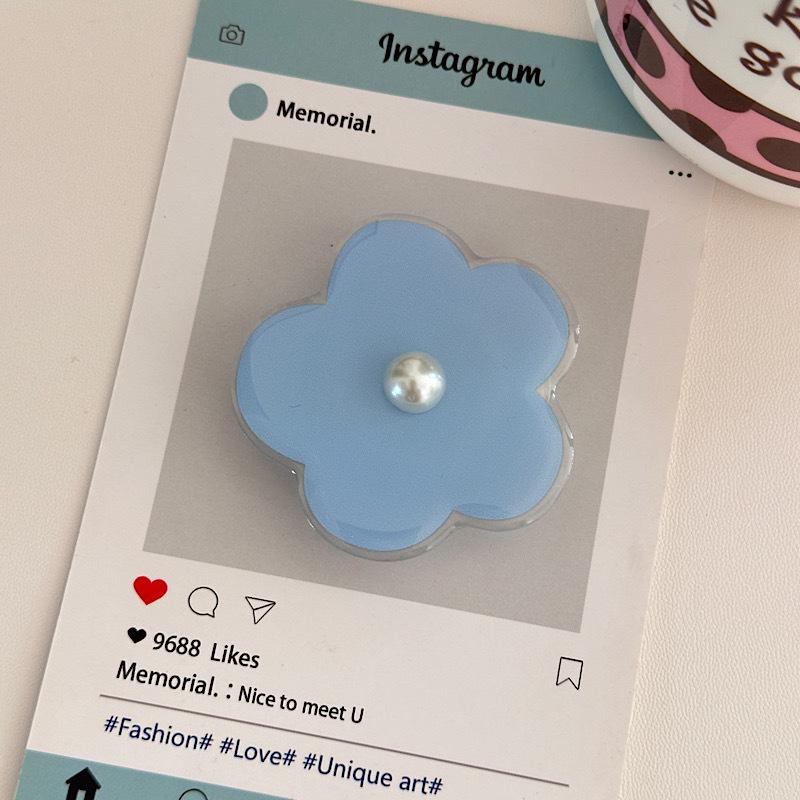 Korean Style Pearl Flower Phone Airbag Holder - Retractable Desktop Phone Stand