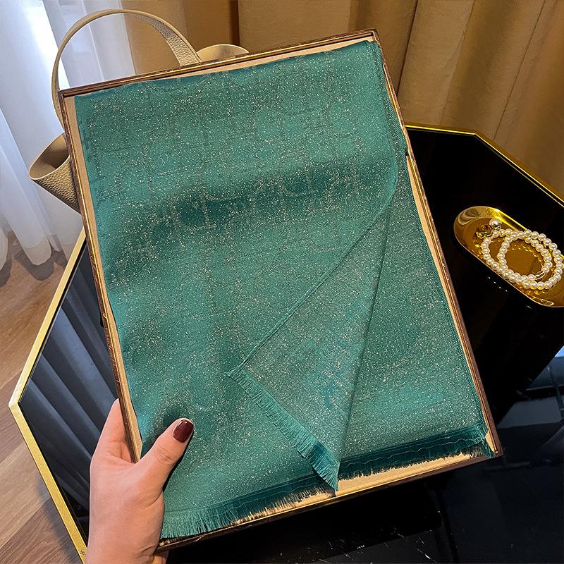 

Модный и элегантный шарф из искусственного шелка высокого класса, длинный шелковый шарф, шаль с коротким ворсом, длинный шарф, хлопок тенсел, шарф из золотого шелка зелёный