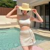 Women's Japanese & Korean Fashion Swimsuit: Simple, Sexy Skirt Style, Small Bust Enhancement, Conservative Beachwear.