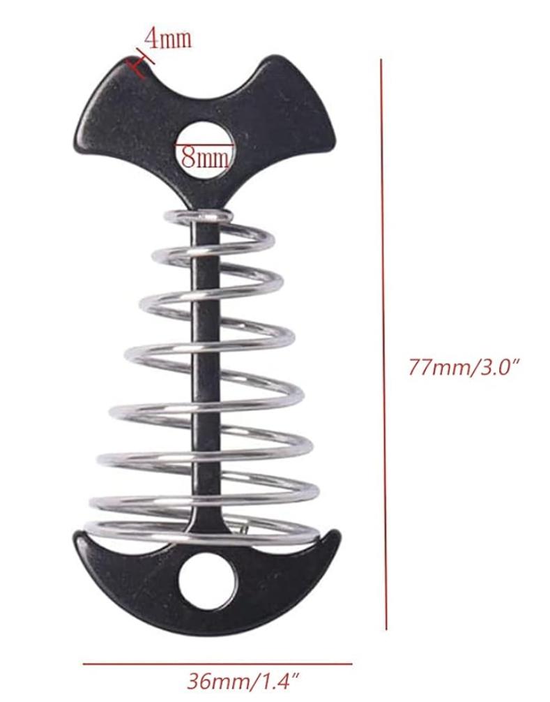 Fishbone Design Tent Stakes & Deck Anchor Pegs with Spring Buckle for Outdoor Camping & Hiking Black