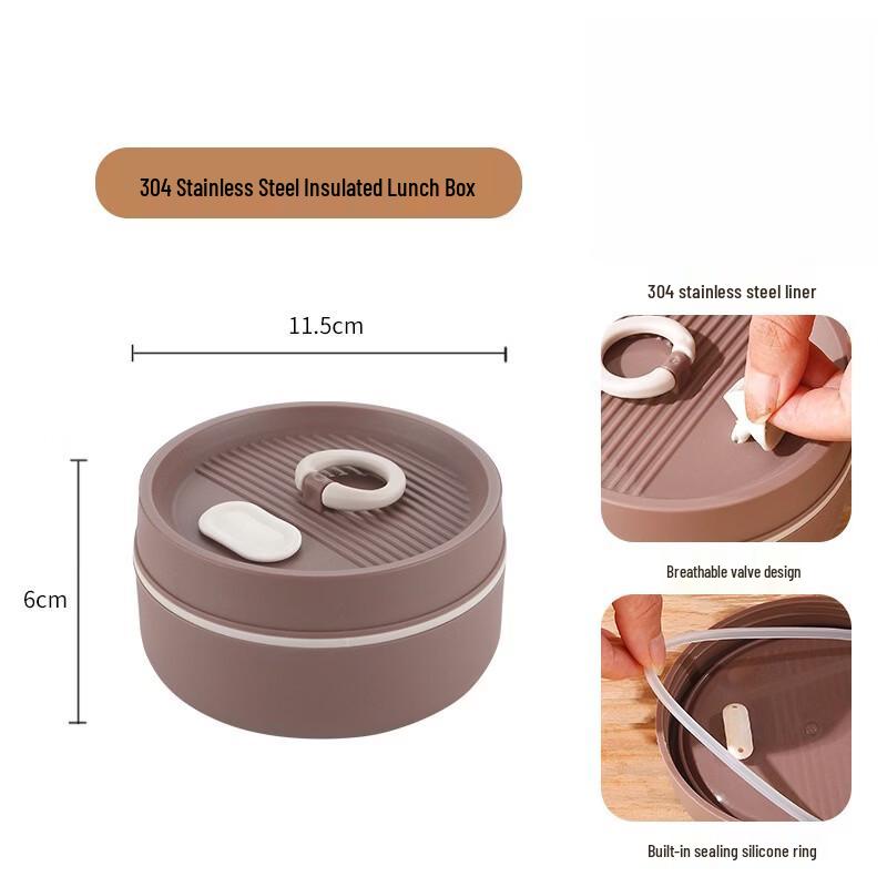 Round Insulated Stainless Steel Lunch Box with Handle