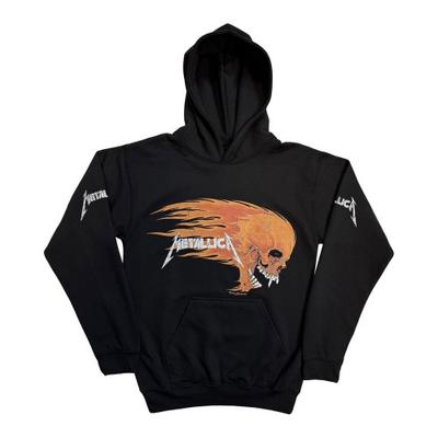 Metallica Unisex Adult Worn Pushead Flaming Skull Pull Over Hoodie