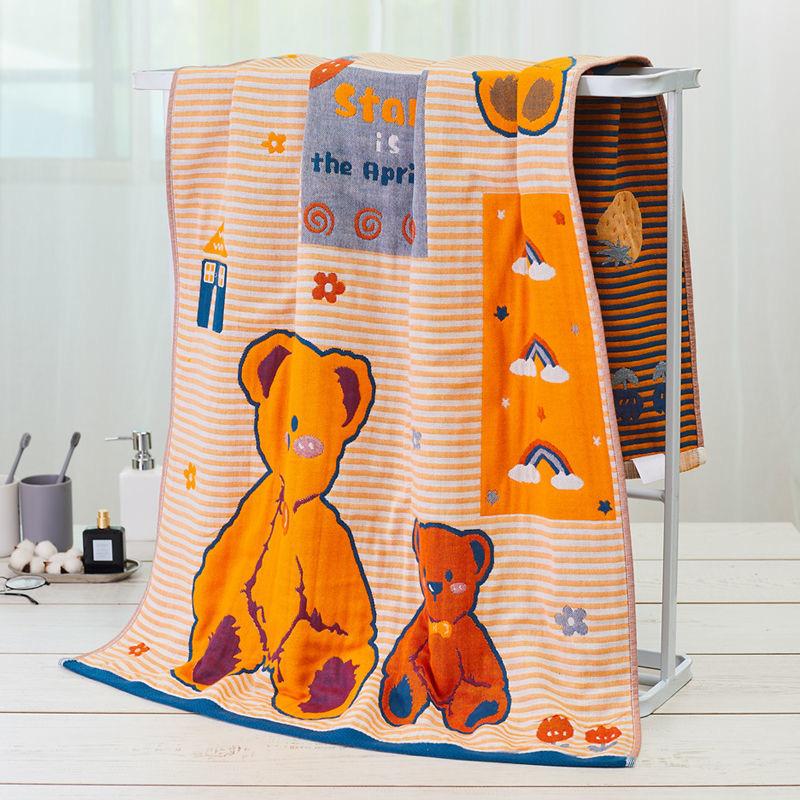 Cartoon Katze Badetuch 80*160cm Reine Baumwolle Saugfähiges Badetuch 5-lagige Baumwollgaze Superweiches Hautfreundliches und Bequemes Badetuch