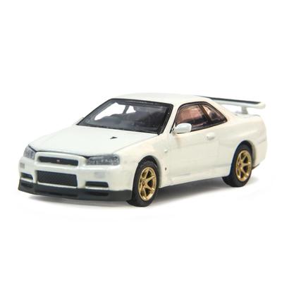 PAUDI MODEL Scale Diecast Model Car R34 Skyline 2000 Nissan V Spec II In White 1/64 GT-R