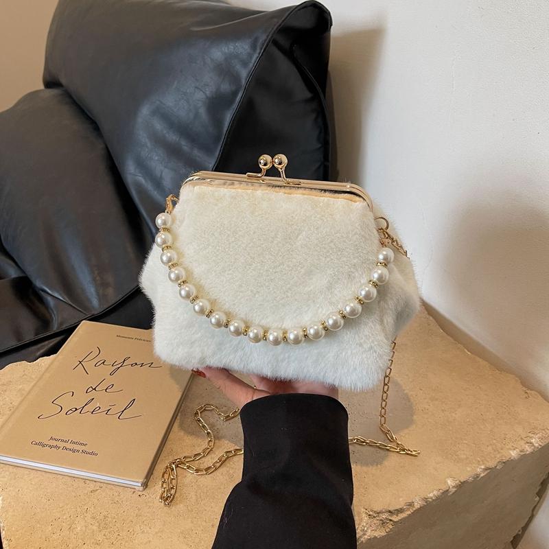 Trendige Perlen-Samt-Umhängetaschen Leopardenmuster neue Mode schlichte weiche lässige vielseitige Schultertaschen