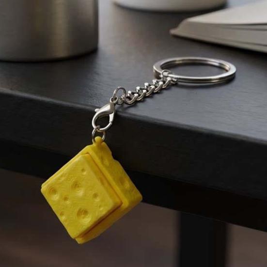 Symulowany Ser Fidget Clicker Brelok, Drukowany 3D Kostka Sera Finger Clicker, Przycisk Push Fidget Zabawka do Redukcji Lęku i Stresu do Biura Klasy