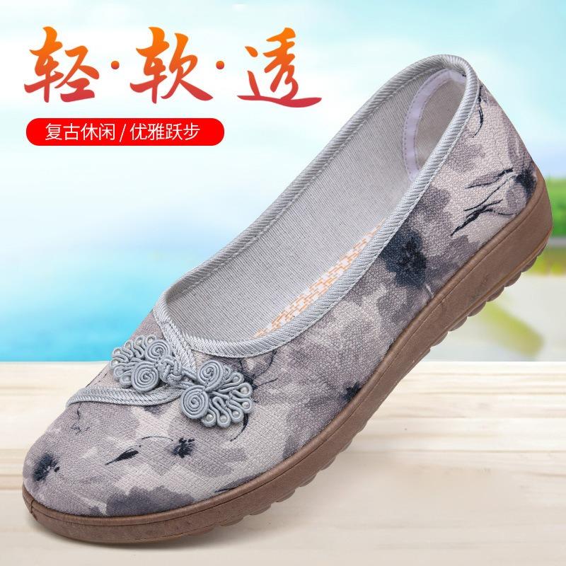 ****** und Herbst Alte ******* Stoffschuhe Damen Einzelschuhe Atmungsaktiv Flache Sohle Bestickte Schuhe S**t Sohle Ein Pedal Mama Schuhe