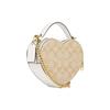 Coach Heart 15 Classic Monogram Zip Closure Heart Shaped Coated Canvas And Leather Mini Shoulder Crossbody Bag Women Handbags Light-Khaki CJ450-IMDQC