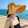 Summer Empty Top Ribbon Bowknot Straw Hats for Women Floppy Panama Sun Hat Travel Beach Female Foldable Sunscreen Cap