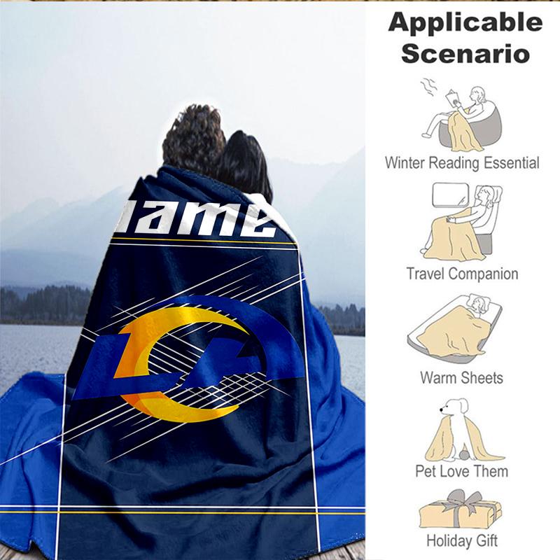 Custom Name Los Angeles Team Spirit Blanket Lightweight Ideal Bedding Blanket Perfect for Travel, Camping, Living Rooms, Sofas, Christmas Gift