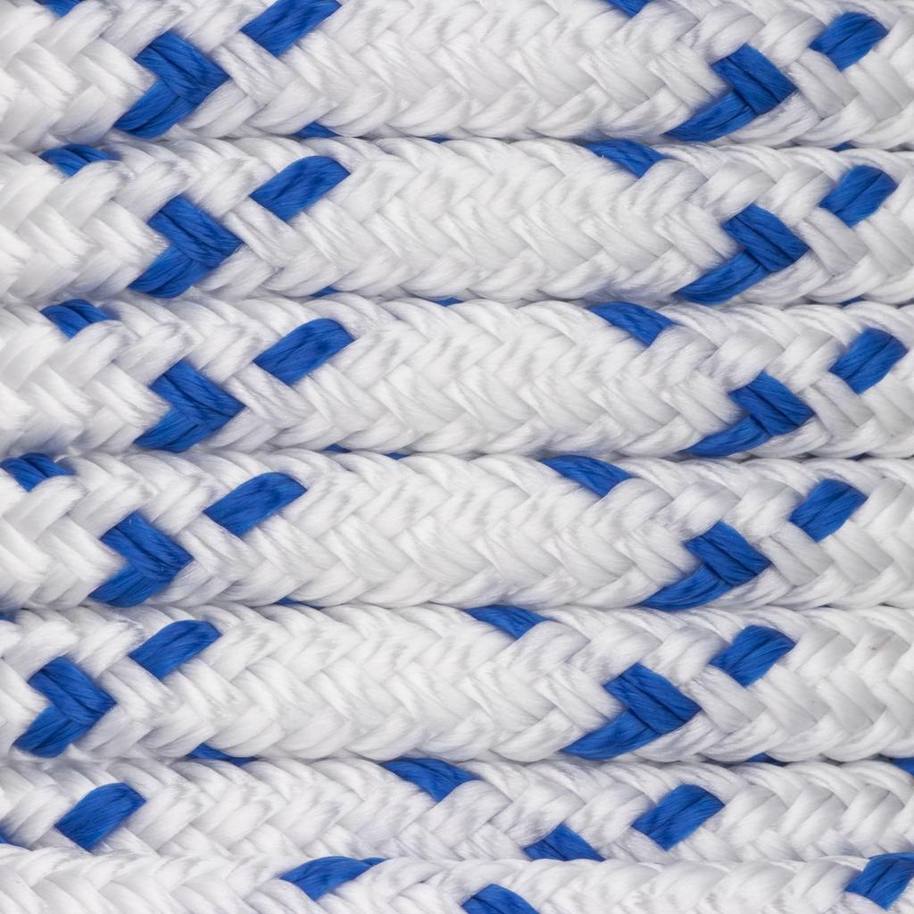 Double-braided rope with Pylen blue stitching, 10 meters, 10mm diameter, bobbin wound