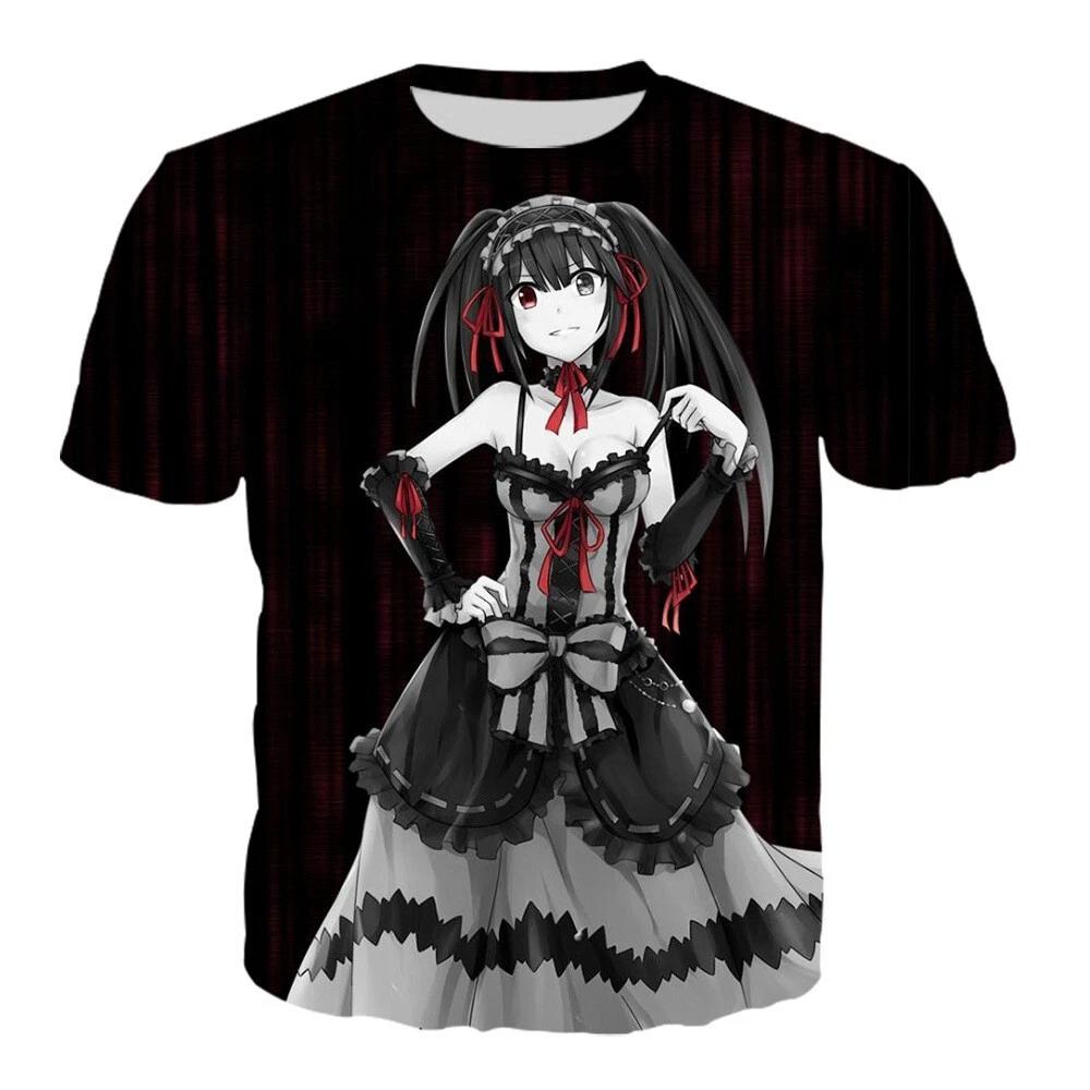 DATE A LIVE Куруми Токисаки Аниме Манга Футболка Т-футболка Повседневная Костюмы Полиэстер 4XL