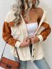 Women's Spliced Woolen Warm Polar Fleece Lapel Thickened Jacket