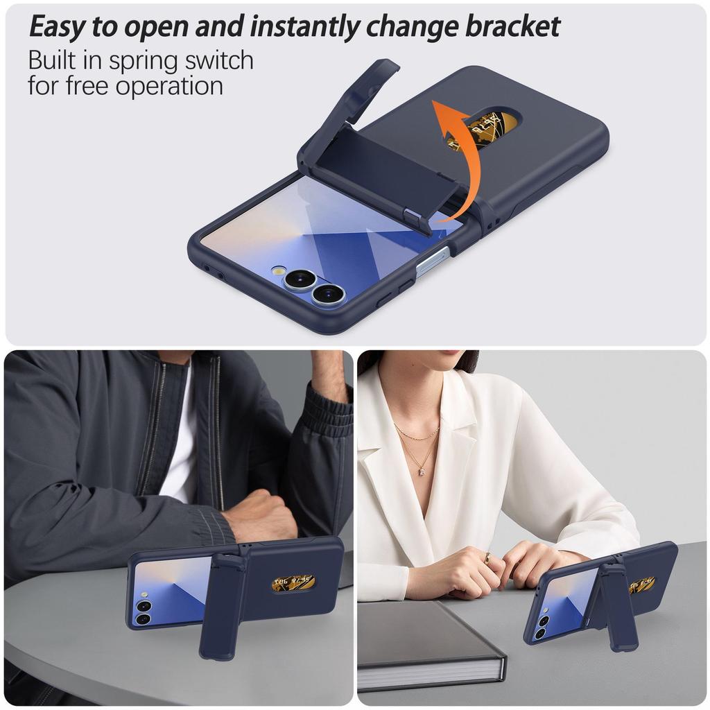 Samsung Z Flip7 Case with Card Slot, Hinge Protection, Drop-Proof, and Stand