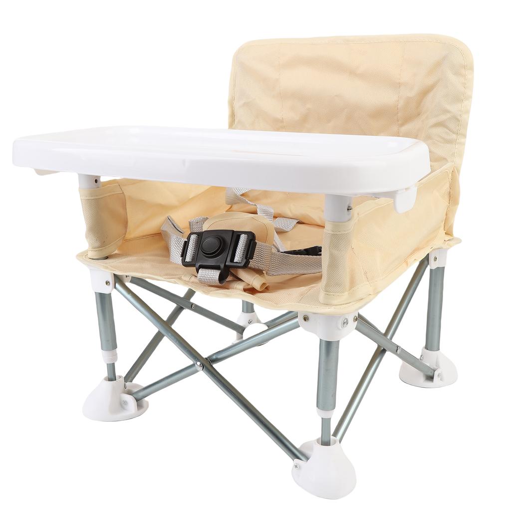 Přenosná židlička s podnosem béžová bezpečná rychlé rozložení skládací přenosná krmící židlička pro venkovní kempování cestování