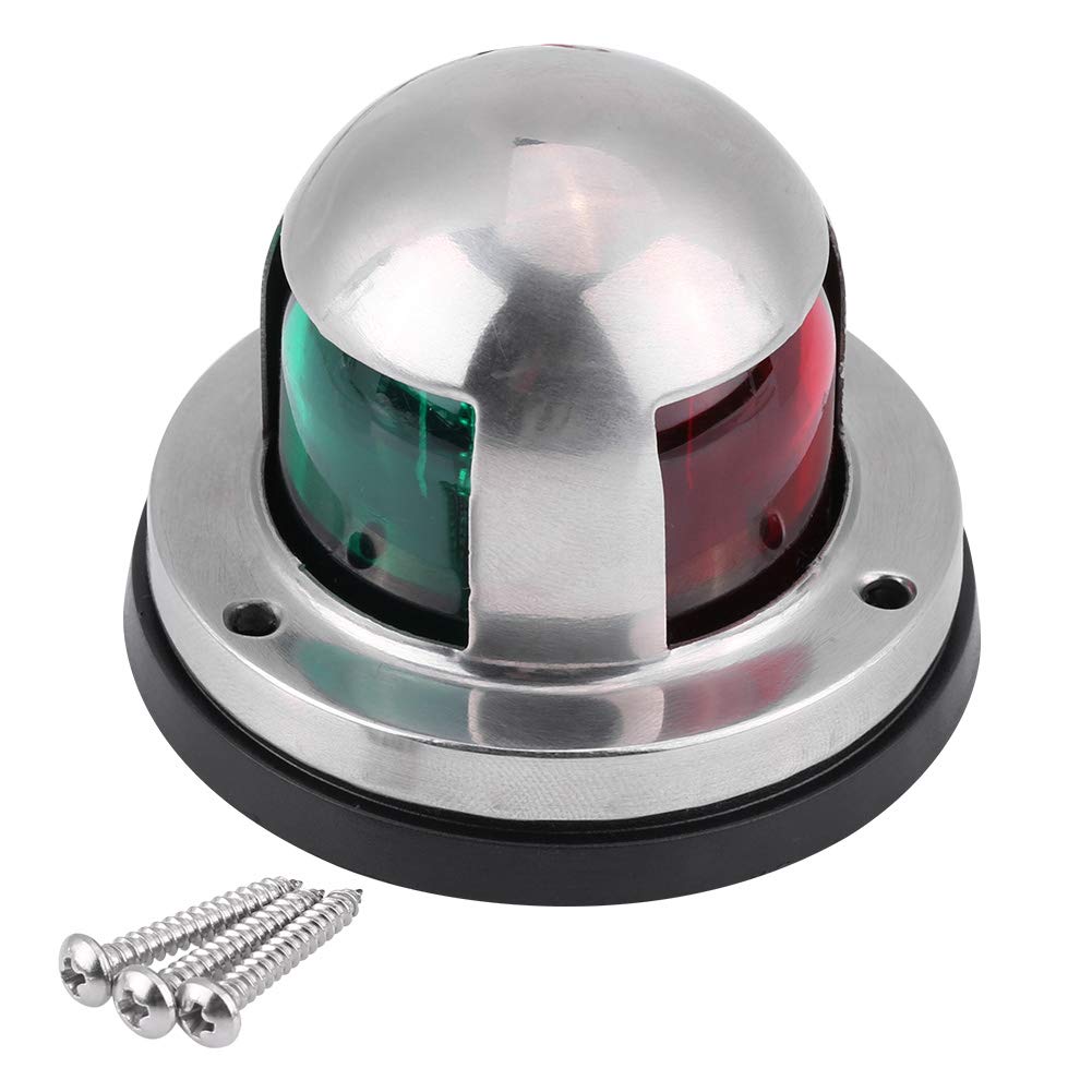 Akozon Navigation Light Marine Boat /24V Stainless Steel Red & Green LED Navigation Signal Light Lamp Yacht Accessories