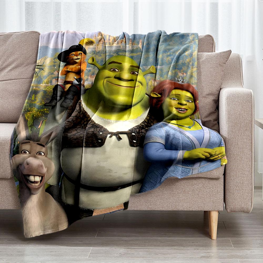 Shrek Theme Printed Blanket - Perfect for Couch, Bed, Travel & Outdoor Use | Machine Washable, Cozy & Durable.