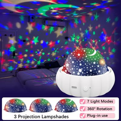 3 In 1 Projector Night Lights, 360° Rotation LED Lights, Home Atmosphere Light, Gift for Boys, for Child, Christmas, Home Decor
