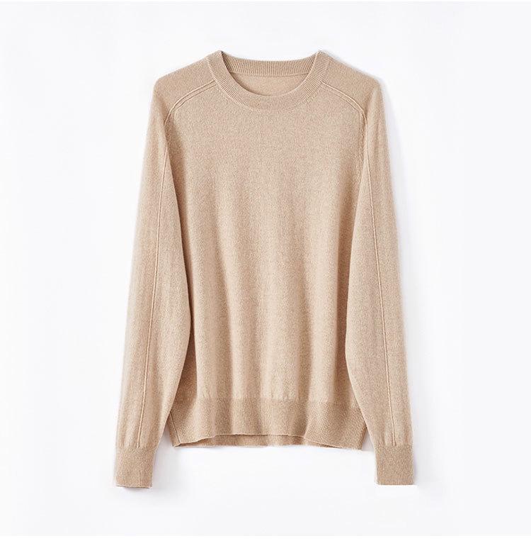 Women's Cashmere Crew Neck Loose Sweater - Soft, Skin-Friendly, Perfect for Autumn/Winter