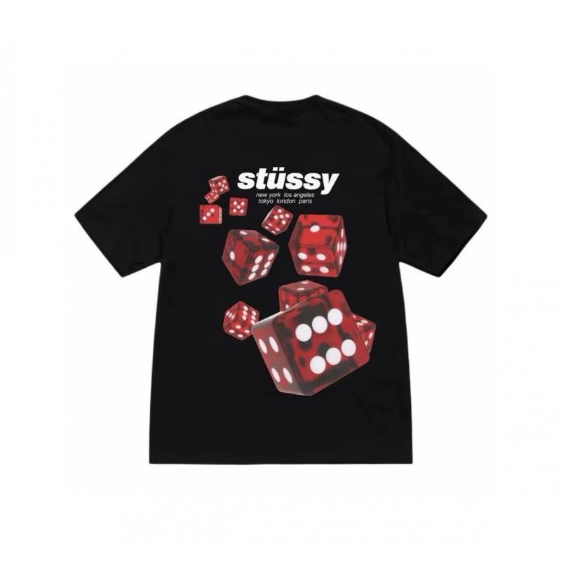 Stussy Short Sleeve T-Shirt Teens Loose Fit 270g Cotton Round Neck Casual Wear