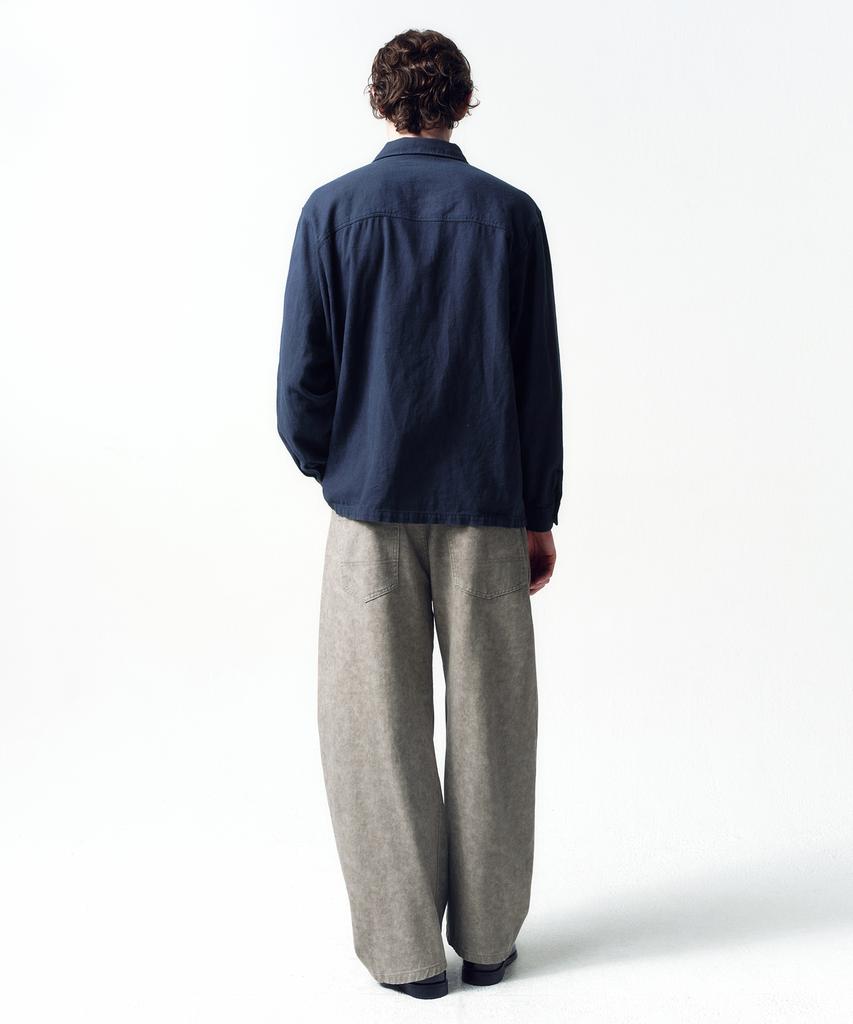 INSILENCE Garment-Dyed Fatigue Shirt Navy