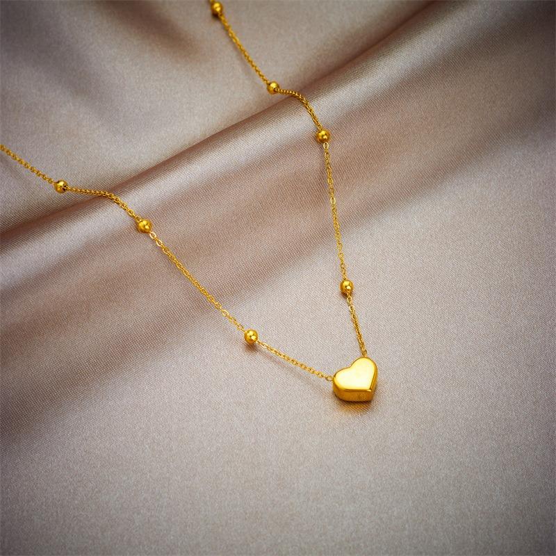 Double Layer Gold Heart Necklace And Anklet Set