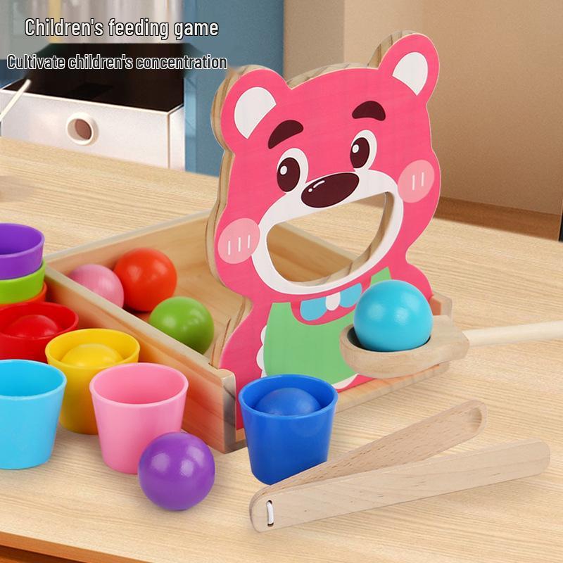

Wooden Multifunctional Kids Toy: Color Sorting & Feeding Game