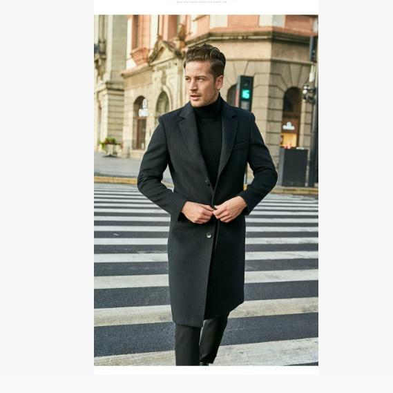 Men's British Men's Long-sleeved Woolen Coat Autumn and Winter Woolen Coat