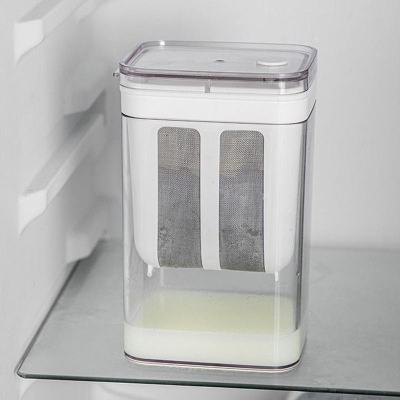 Joghurt-Sieb mit Deckel 1800ml Lebensmittelsieb Küchenwerkzeuge mit Feinmaschigem Beutel Molke-Separator für Sojamilch Fruchtsaft Suppe