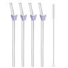 4Pcs Butterfly Straw Pretty Reusable Glass Tube Dishwasher Safety Durable Straws For Smoothie Cocktail Juice Smoothie Drinks