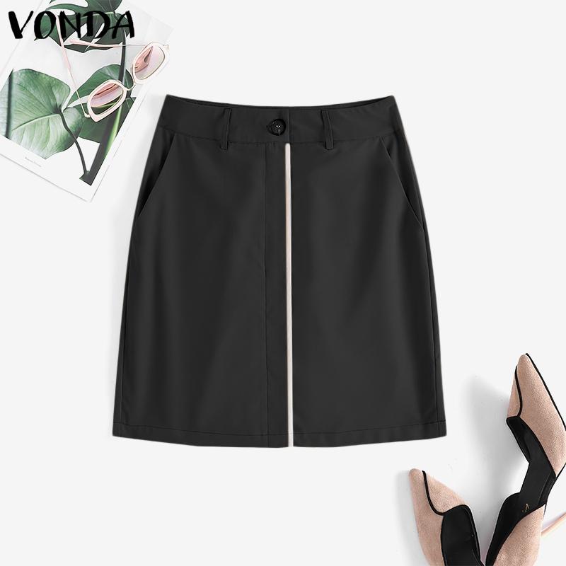 

VONDA весенние женские трапециевидные цветные короткие юбки на молнии