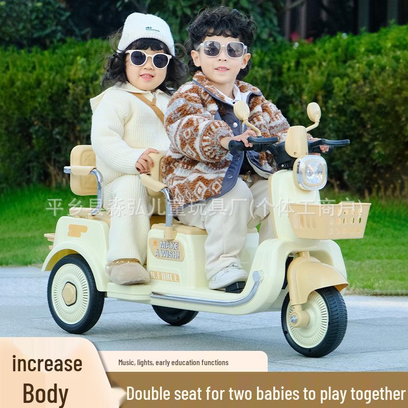 Double Electric Motorcycle for Kids - Battery-Powered Ride-On Toy