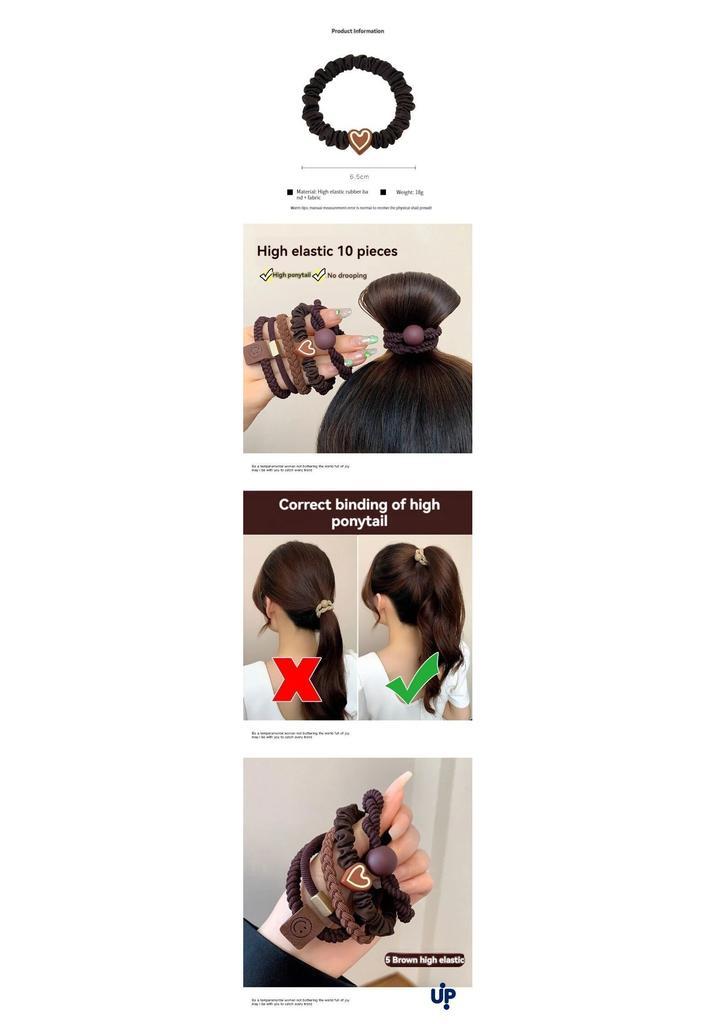 10PCS Headband Leather Band Female High Ponytail Holster Hair Accessories Simple High Elasticity Durable Rubber Band