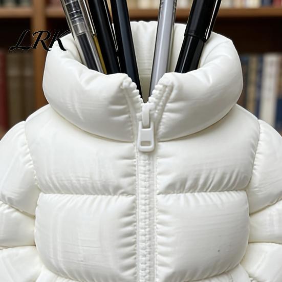 Warm Visual Pen Holder Down Jacket Holder, 3D Printed Desktop Organizer, Lightweight Durable Hollow Matte Texture for Students Dormitory Office