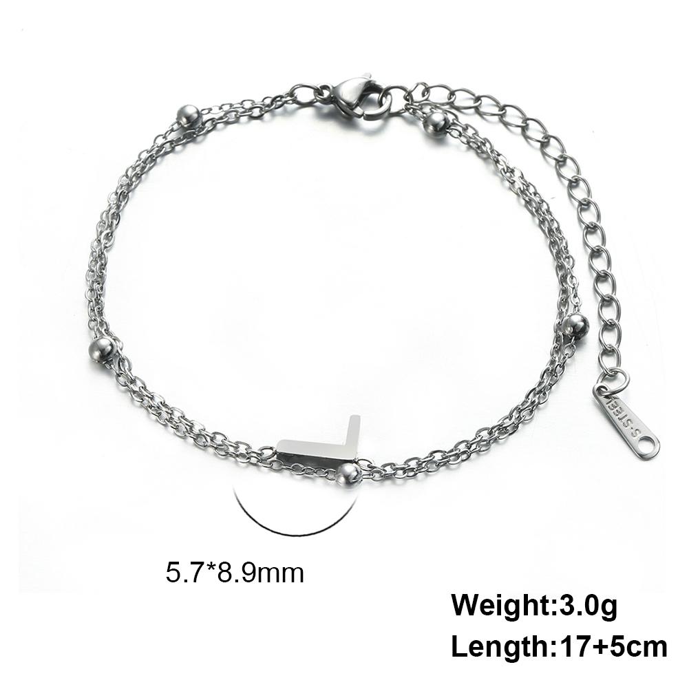 Dreamtimes 26 Alphabet Letter Charm Bracelet Silver Color Chain Initial Bracelets For Women Jewelry Adjustable Birthday Gift