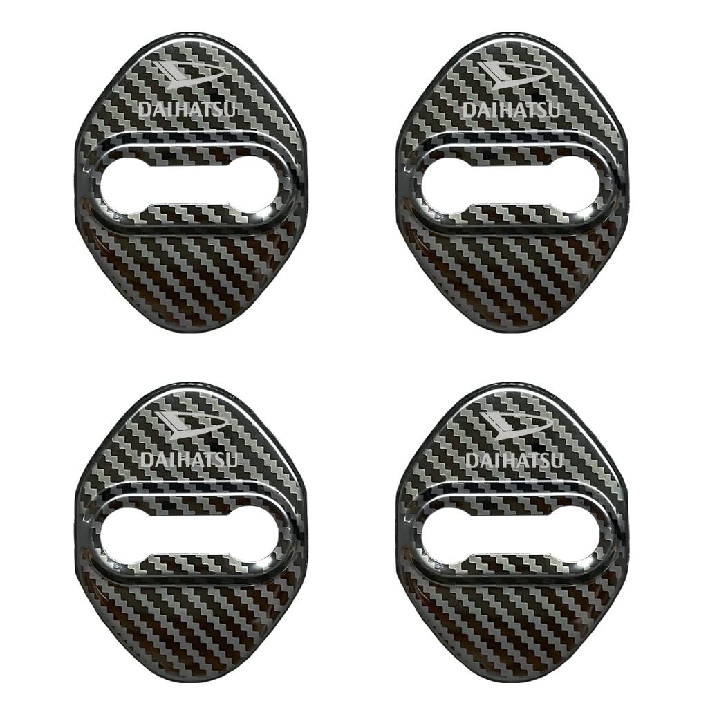 Haoshilianfa Compatible for Daihatsu Door Striker Cover Door Lock Cover Stainless Steel Cover Easy Installation Metallic Set of 4