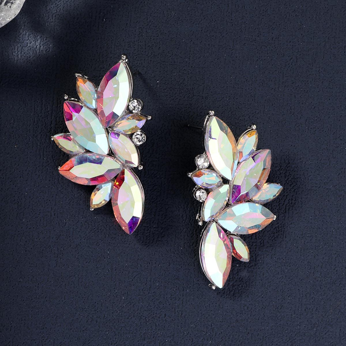 

Luxury Colorful Butterfly Long Earrings Bridal AB Crystal Studs Elegant Party Birthday Dance Jewelry For Women