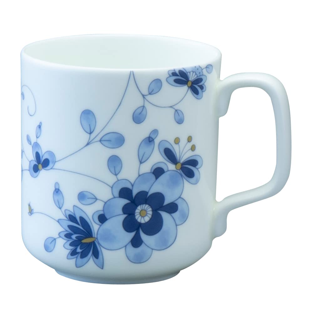 

NARUMI Milano Duo Plum Blossom Microwave and Dishwasher Gift Mug, 330cc, Blue, Design, Safe, Boxed, 52442-2956