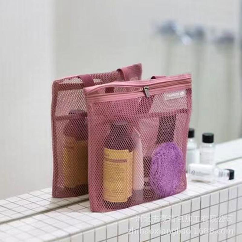 

Mesh Travel Storage Shower Bag Beach Toilet Bag Cosmetic Bag Handbag Mesh Bag Toiletries Storage Bag For Outdoor Supplies рожевий