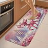 1 ks Protizánětlivé kuchyňské koberce, Vánoční růžový potisk jelena, Vodotěsná protiskluzová silná polstrovaná kuchyňská podložka, Odolná komfortní podložka pro stání do kuchyně