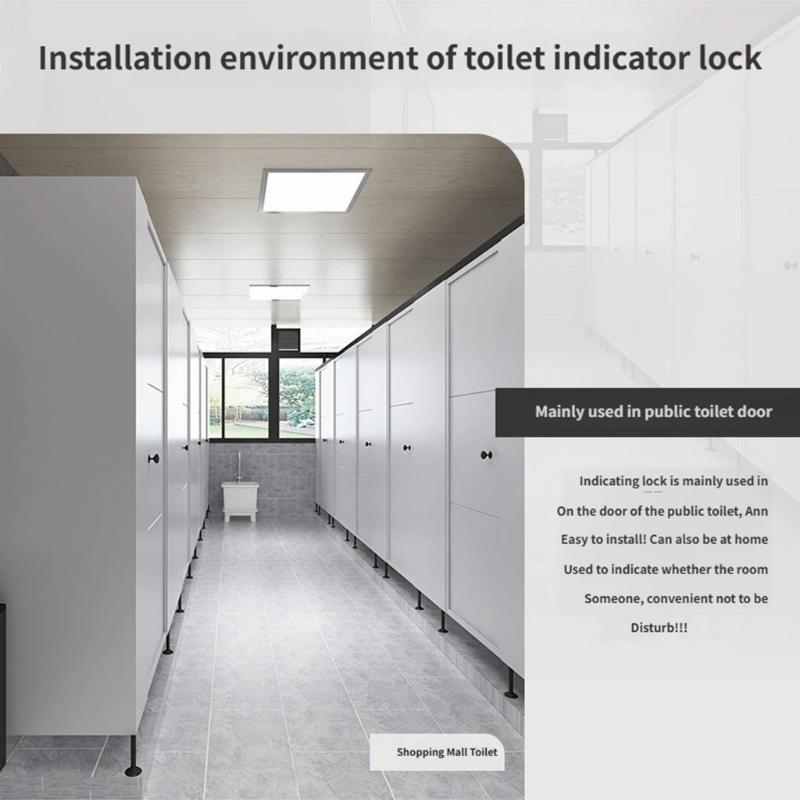 Public Privacy Lock with Indicator Quiet Sliding Bolt Lock For Toilet Partition Door Zincs Alloy Bathroom Security Lock