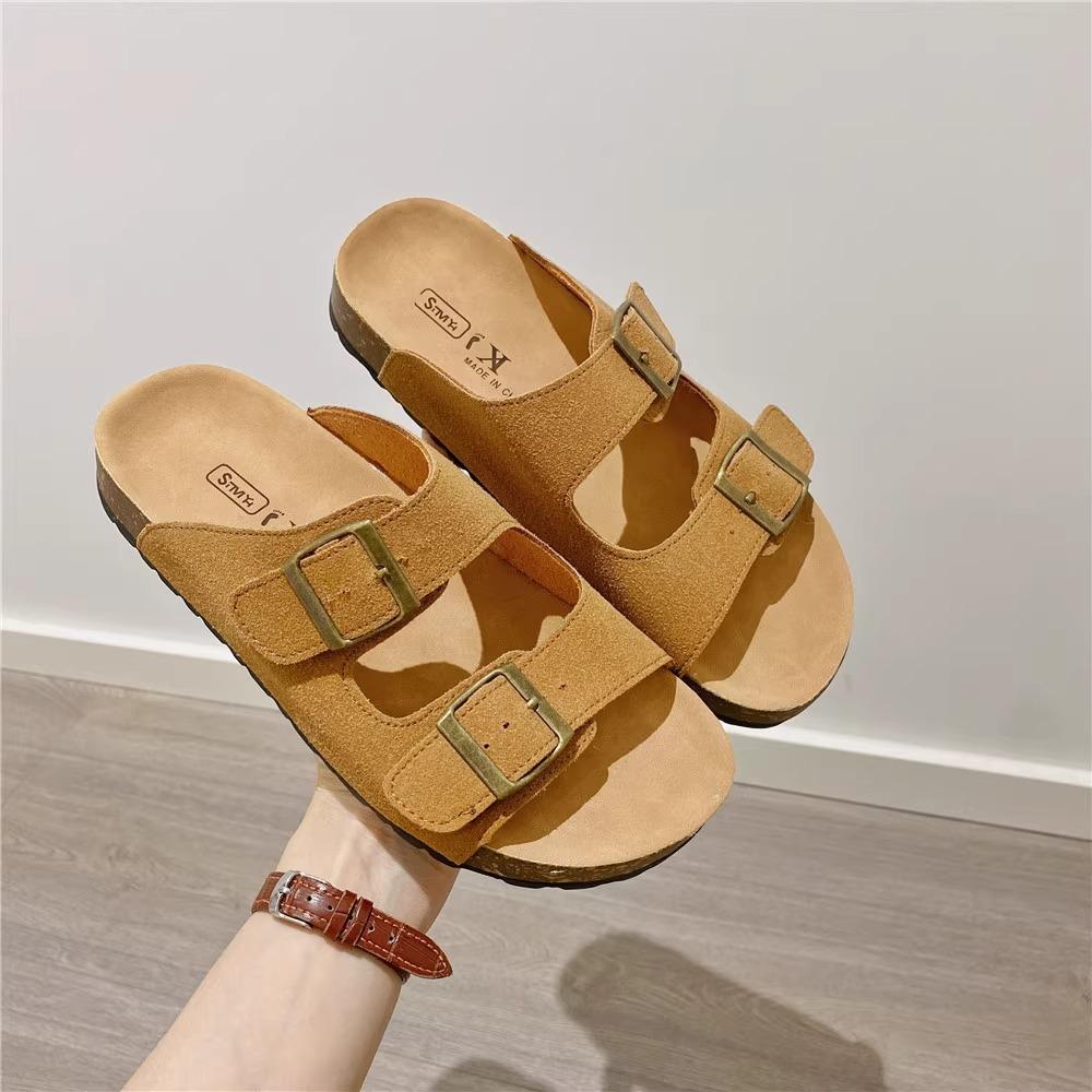 

French fashion lazy Birkenstock sandals women s summer wear 2025 new versatile thick-bottomed high-end casual slippers 41