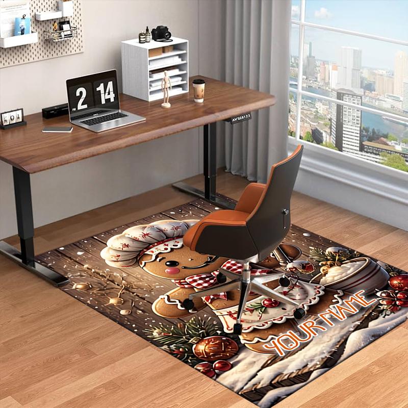 1PC Custom Name Gingerbread Chef's Winter Delight Theme Floor Mat Ideal for Living Room, Game Rooms, Office, Bedroom,Floor Mat Playful Design91