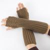 Half Finger Gloves for Typing Winter Knit Gloves with Thumb Holes Unisex Half Finger Mittens Stretchy Warm Long Gloves