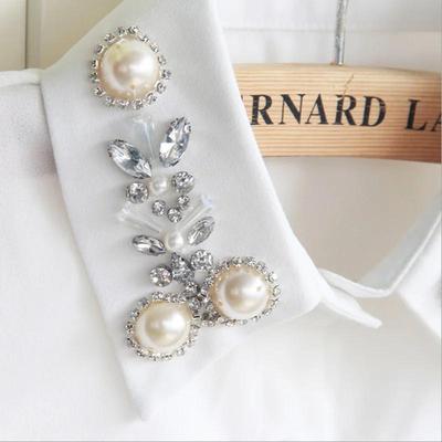 Women Fashion Kraagie Nep Pearls Costume Women Collar False Faux Cols Fake Collar Stays Chiffon Crochet Detachable Collar Supply