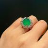 Volledig Groen, Yang Groen, Natuurlijke Agaat Groen Chalcedoon Ring, Opening Voor Vrouwen Is Licht Ingelegd, En De Echte Foto Is Trouw.