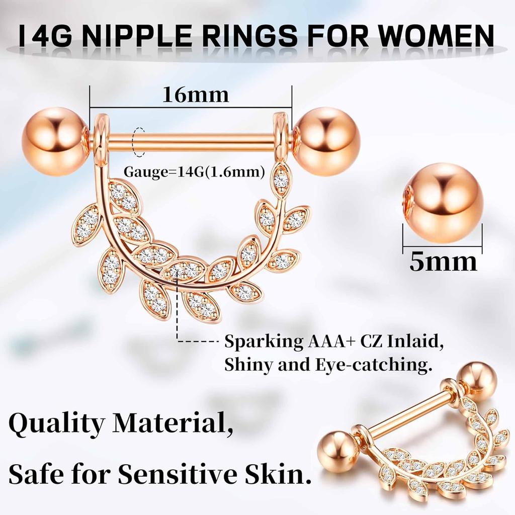 Bobisty Nipple Piercing Jewelry Stainless Surgical Steel Tongue Rings Ball Heart Butterfly Belly Barbell Body Jewelry for Women