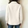 Women's collared button-down design solid-colored wool coat top