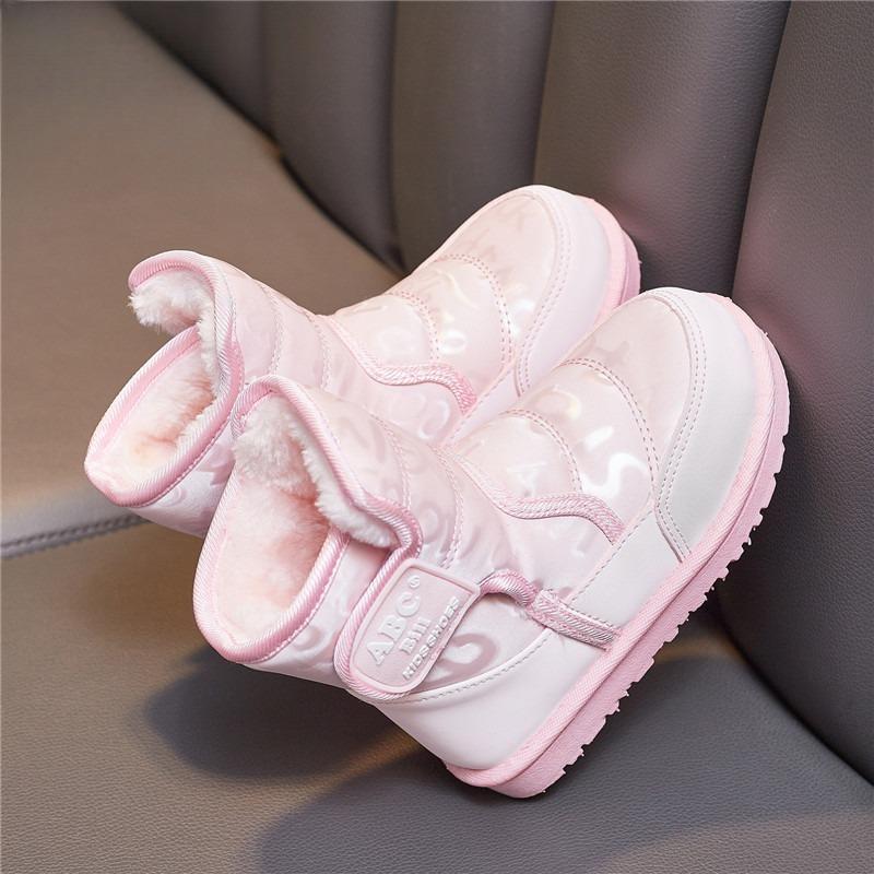 Children's Mid-cut Warm Cotton Shoes Winter Fashion Thickened Cotton Boots Girls Waterproof Printed Casual Shoes Anti-slip Snow Boots