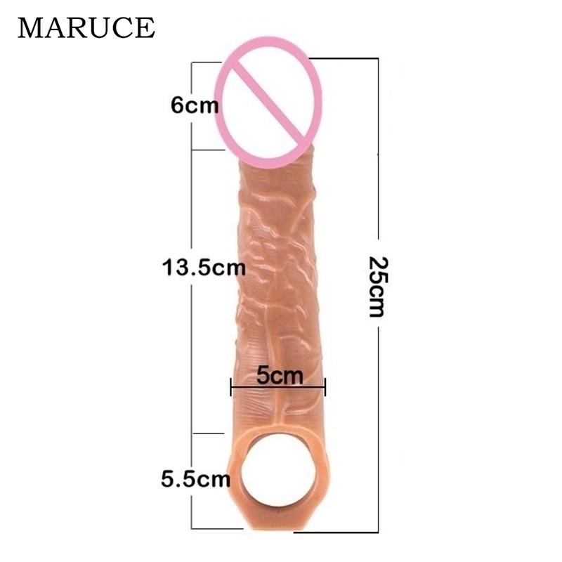 FXI 14-27cm Realistic  Sleeve Extender  Sleeve Dick Enlargement Delay Ejaculation Reusable Condom Men Sex Toys